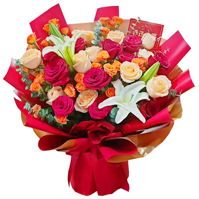 定西19朵玫瑰百合,爱情永不凋零