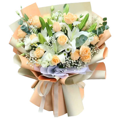 定西19朵香槟玫瑰百合，你是我的真爱