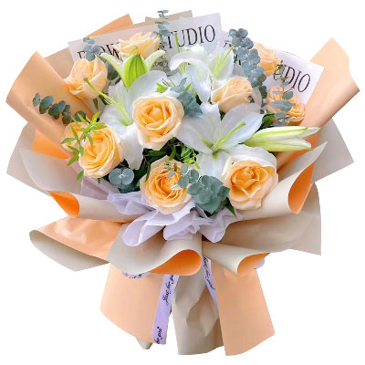 定西10朵玫瑰2支百合，绽放我的思念