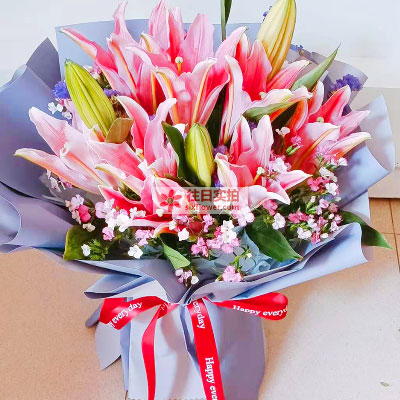 定西6支香水百合，全家幸福快乐