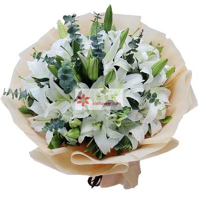 定西9支白色多头百合，祝福你幸福