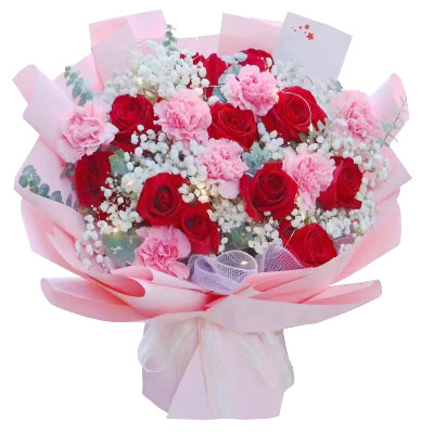 定西11朵红玫瑰康乃馨，永远灿烂如花